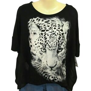 Black Crystal & Studded Snow Leopard Top